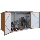 IDMarket – Caseta de jardín de metal efecto madera bloqueable, basura