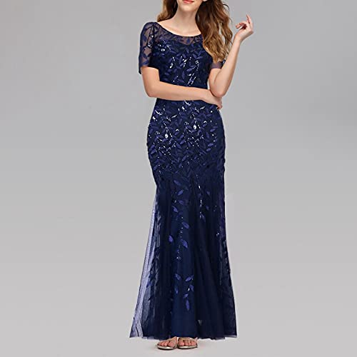VEMOW-Abendkleider-Damen-Pailletten-Mesh-Slim-Abendkleid-Elegant-Knielang-Lang-Meerjungfra-Cocktailkleider-Chiffon-Tuell-Ballkleid-Hochzeit-Festlich-Brautjungfer-Partykleid-Maxikleid
