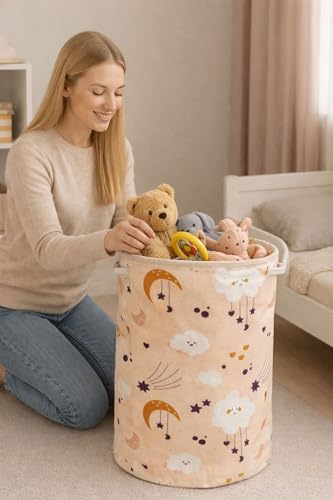 MorBebe Bebek Yuvarlak Torbalı Oyuncak ve Kirli Sepet, 46x31 cm, Pembe - Görsel 2