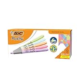 BIC, Marcatextos con Grip, Subraya Todo, Punta Cincel, Marking Pastel, Doble Trazo, Linea 1.6 y 3.3 mm, Resalta de Manera...