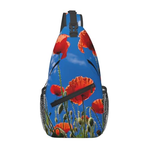 Bolso cruzado Poppies On Blue Sky para hombre y mujer