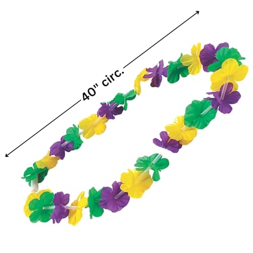 Mardi Gras colliers fleurs lumineux lot 12 avec LED multicolores - 3