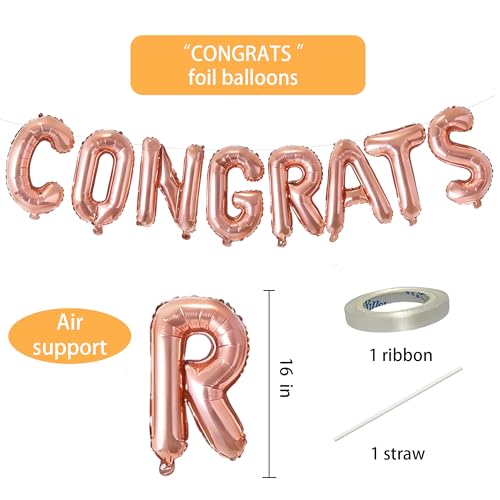 Image of Graduation banner Congrats Balloons Rose Gold For Graduation Party Decorations Decor, 17 inch
