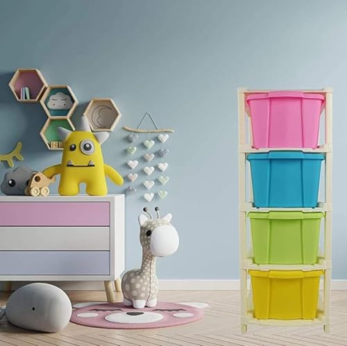 Image of 4XL Plastic Modular Drawer Storage Unit for Home Organization & Kids Utility | Compact Multi-Drawer Cabinet for Study, Office & School Use (Multicolor, 4XL) | Nestware
