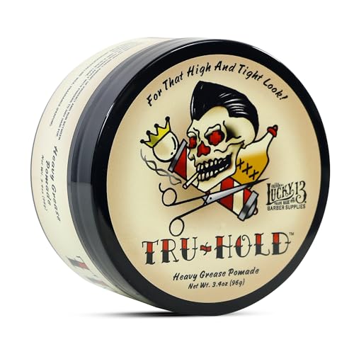 Lucky 13 Tru-Hold Heavy Grease Pomade 3.4oz | Oil Based | Heavy Hold | High Shine