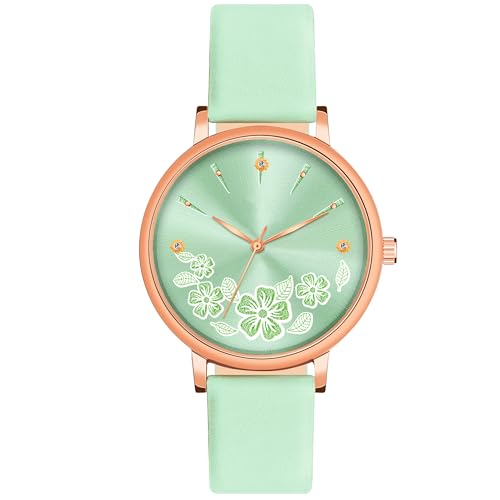 Image of Acnos Women's Classic Butterfly Dial Analog Watch with Leather Strap