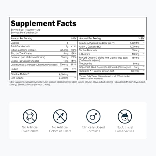 Image of Transparent Labs Lean Pre-Workout - Body Recomposition Pre Workout for Men and Women with Acetyl L-Carnitine, Beta Alanine Powder, & PurCaf Organic Caffeine Powder - 30 Servings, Strawberry Lemonade
