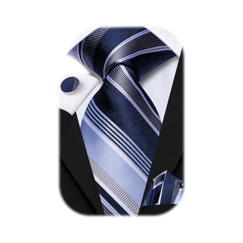 Image of Hi-Tie Men 63inches Tie Set Extra Long Necktie Paisley Tie Pocket Suqare Cufflinks Big and Tall Men Tie