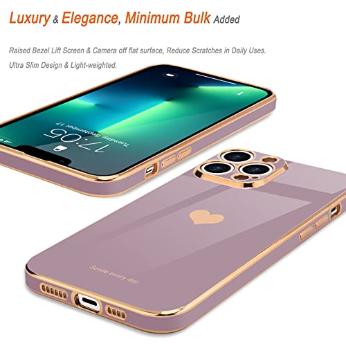 Teageo for iPhone 13 Pro Case Cute Heart Pattern for Women Girls Slim Luxury Bling Plating Soft TPU Anti-Scratch Shockproof Bumper Phone Case for iPhone 13 Pro - Image 4