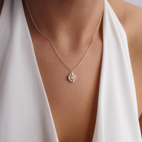 Image of Gold Silver Necklace for Women, Dainty Cubic Zirconia Pendant