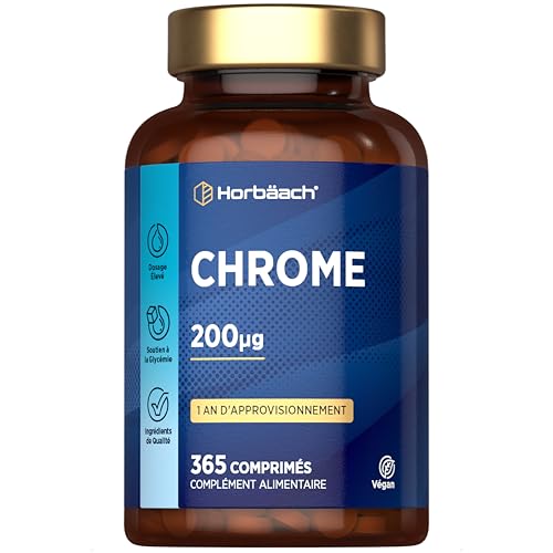 Chrome Picolinate | 200 mcg | 365 Comprimés Végan Pour 1 An | Complément Alimentaire Hautement Dosé | Chromium Picolinate Supplement | par Horbaach