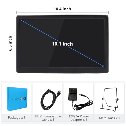 Image of ELECROW 10.1 Inch Portable Monitor - IPS Capacitive Touchscreen Monitor with HD VGA Port，1920x1080P LCD Display Built-in Dual Speakers Touch Sceen for Raspberry Pi 5 /4 /3, PS Xbox, Windows 11 /10 /8 /7