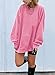 Ebifin Women's Oversized Long Sleeve Sweatshirts Pure Color Round Neck Casual Pullover Shirt Pink