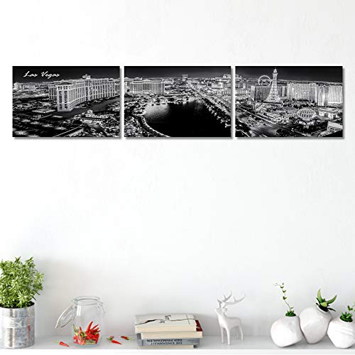 Tumovo Nevada Las Vegas Skyline Black And White Wall Art Midtown Skyscrapers Landscape Bedroom Wall Decor Wall Decorations For Living Room Framed And Ready To Hang 16X24 Inch X3 #TOP1