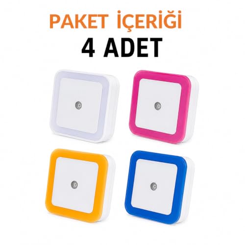 Fotoselli Gece Lambas� 4'l� Set, �ok Renkli
