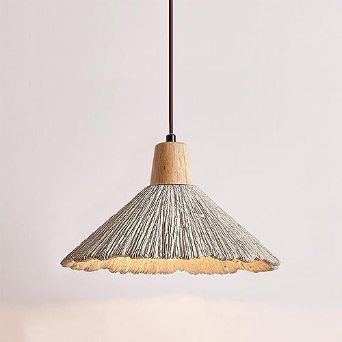 Lámpara de madera maciza colgante y cemento pulido estilo nórdico sofisticado 2