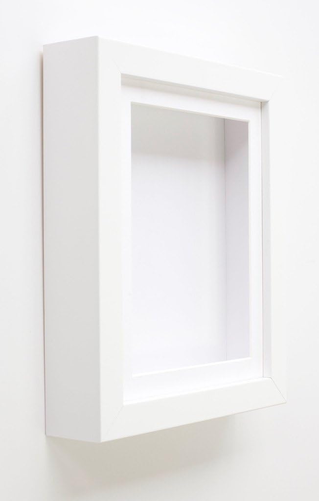White Solid Wooden Shadow Box Frame with Glass Protection | Baby Casting Frames for Baby Hands and Feet - White Mount (Display for 10x8 inch for 8x6)