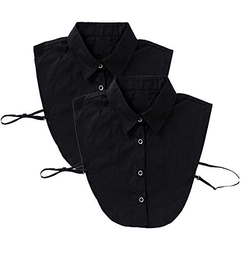 Meboom Lot de 2 faux col de chemise amovible pour femme Noir Cover