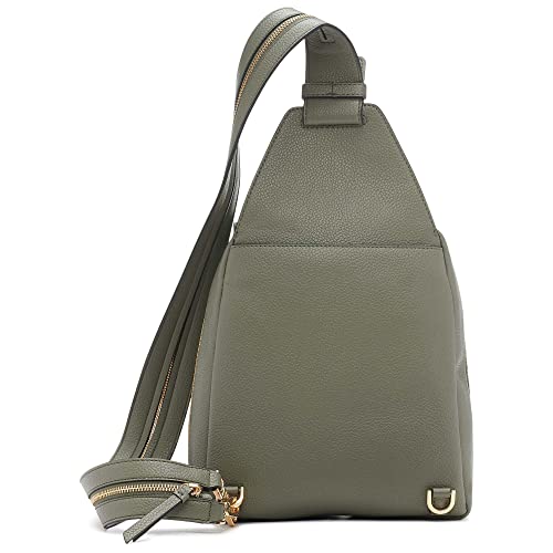 Image of Calvin Klein Women's Myra Backpack for Women - Vegan Leather Convertible Sling Backpack, 2 Pockets, Dusty Olive, One Size