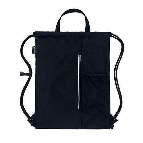 Men & Women Outdoor Sport Gym Sack Waterproof Drawstring Backpack Bag (black)