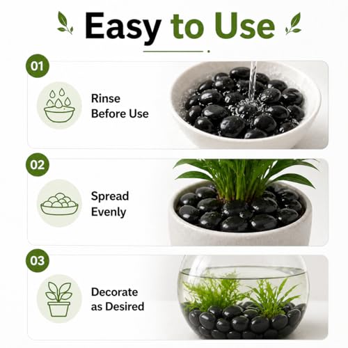 Image of Go Garden Big Black Pebbles Stones for Garden Decoration | Natural Polished Decorative Pebbles for Plants,Aquarium, Fish Tank, Lawn & Home Decor | Premium Large Size Stones (Black) PACK OF 2KG