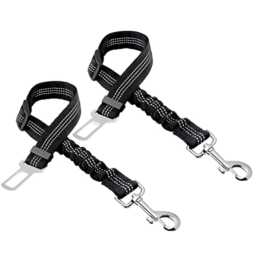 2 piezas cinturón de seguridad para perros elástico absorción de impactos perro ajustable cinturón de seguridad para perros absorción de impactos reflectante cinturón para perros con gancho para Cover