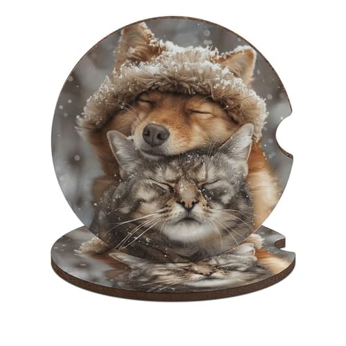 Portavasos de Madera con Estampado Animal, 2 Pzs Universal miniatura 1