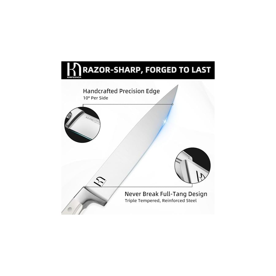 Knife Set, 15 Pcs Kitchen Knife Block Set, Enduring Razor-Sharp Japanese High Carbon Stainless Steel Chef Knife Set with Block and Sharpener, Premium Knives Set for Kitchen, White Acacia