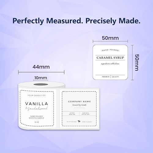 Image of SEZNIK Waterproof, Non-Tearable, Sticky Thermal Lables, Label Roll, 2 inch Adhesive Thermal Labels for Label Printers (50mmx50mm - 750 Lables), 150 Labels