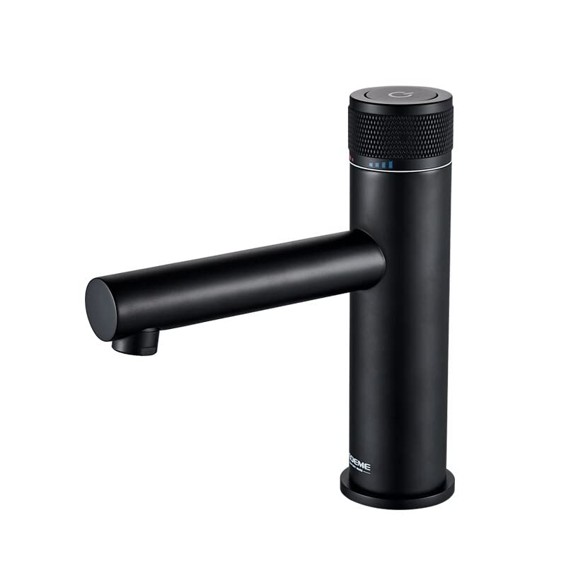 Robinet de lavabo noir à bouton interrupteur eau chaude et froide L1076B