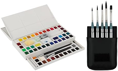 Miniatura 7 de Marie's Juego de pintura de acuarela para artistas, kit profesional Plein Aire de alto pigmento y pinceles para artes, pintores, estudiantes y más.
