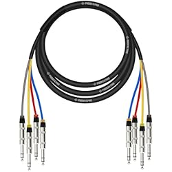 Phenyx Pro 4-Channel TRS Cable, 10 Ft Snake Cord, TRS Patch Wire, Balanced 1/4-Inch Cable, Color-Coded, 4-in-1 Design, 1/4