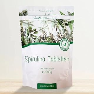VivaNutria Spirulina Tabletten 1000g | aus kontrolliertem Anbau I 5000 Spirulina Presslinge ohne Zusätze - rein & natürlich I schonend verarbeitet | Rohkostqualität I vegan