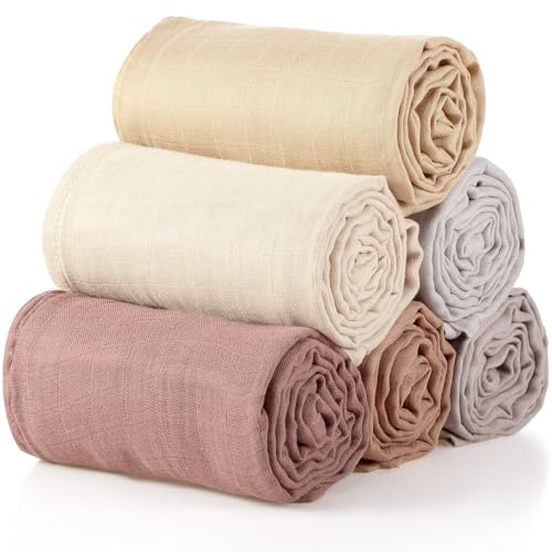 Image of 47 x 47 Inches Muslin Swaddle Blankets Cotton Newborn Receiving Blankets Breathable Colorful Baby Swaddle Soft Baby Registry Essentials Gift for Unisex Boy Girl(Dark Colors)