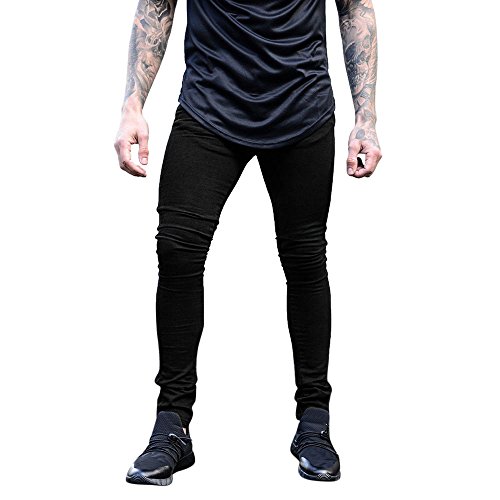 Hommes Denim Jeans Coupe Slim Chino De Base Occasionnels Pantalon,Pantalon Slim en Denim Extensible pour Hommes Pantalon Long Et DéContracté Jeans Skinny(Noir,L) Cover