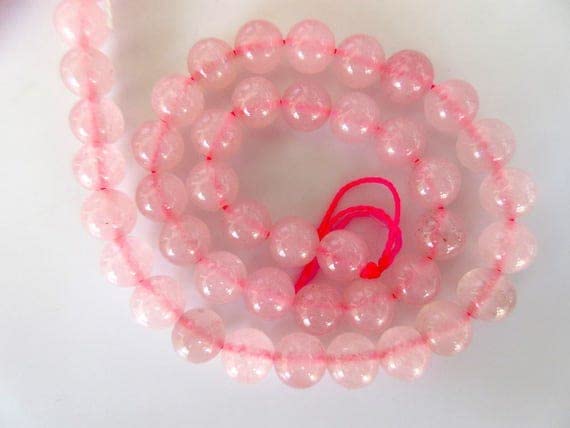 Quartz rose perles grand trou 1mm polissage lisse 8mm pour enfilage facile cuir