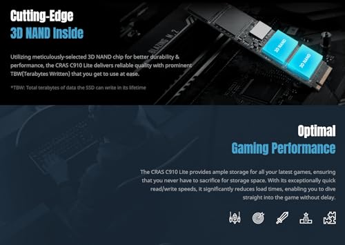 Image of KLEVV CRAS C910 Lite 1TB M.2 NVMe PCIe Gen4x4 Internal SSD up to 5000MB /s (K01TBM2SP0-C9L)