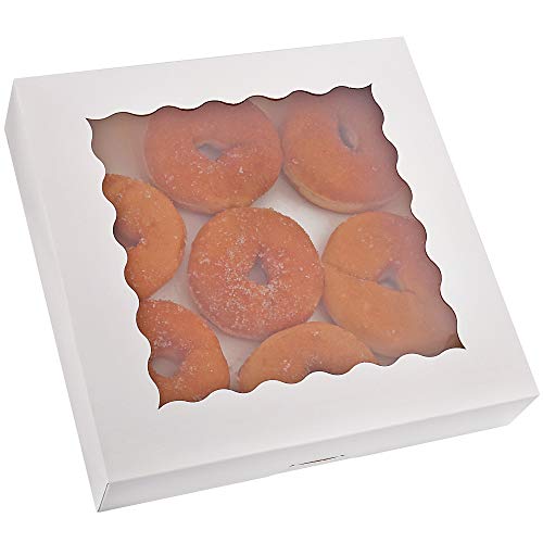Tcoivs 20-Pack Pie Boxes 12" x 12" x 2.5", Bakery Boxes with Window, White Cookie Boxes, Auto-Popup Treat Boxes for Pies, Muffins, Donuts and Pastries - Thumbnail 7
