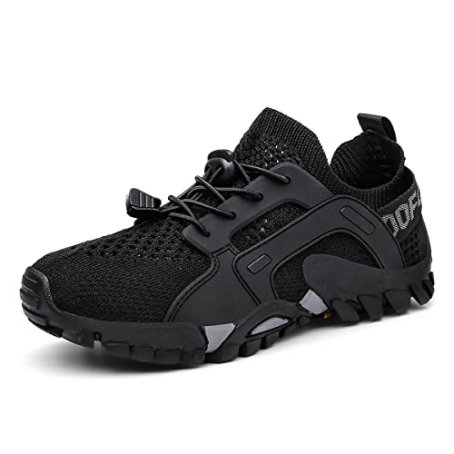 TANGYUGEN Water Shoes Mens Womens Hiking Shoes Beach Aqua Shoes Slip Resistant Lightweight Breathable Outdoor Black Size