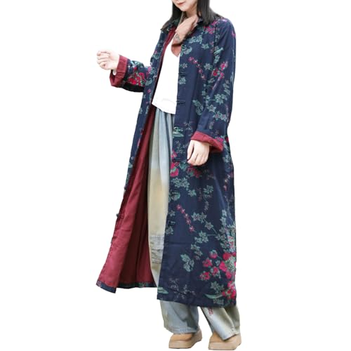 LZJN Women's Trench Coat Floral Print Jacket Cottagecore Clothing Casual Plus Size multicolored Outerwear