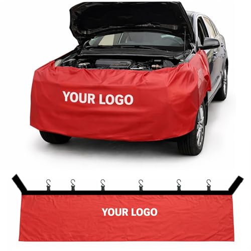 Mechanic Fender Cover One-Piece Design | Extra-Long Car Fender Cover for Auto Repair & Maintenance | Full Side Automotive Protective Mat with Hooks & Mirror Straps (Red)