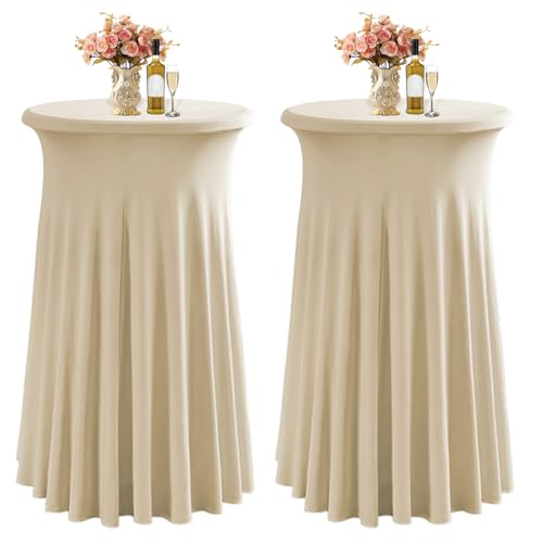 LUOZIQINX Nappe de Cocktail avec Rideaux Ondulés 80 X 110 cm, Extensible en Spandex Housse Mange Debout Ronde, Nappe Mange Debout pour Table Haute de Banquet...