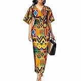 iooiooi Summer Fashion African Dresses for Women Dashiki Plus Size African Clothes Vestidos Deep V-Neck Party Dress