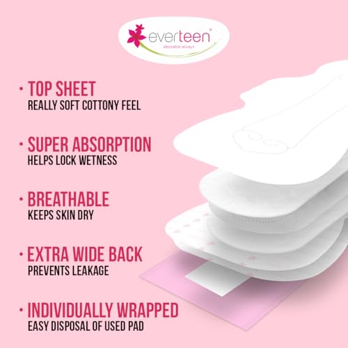 Image of everteen 40 XXL Sanitary Pads and 10 M-L Period Panty Combo for Women, Cotton Soft Disposable Period Panties for Heavy Flow, Infused with Neem and Safflower, No Rashes - Pack of 2