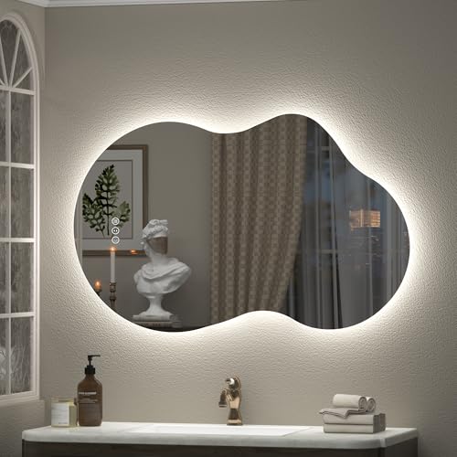 Image of 24x36 Inch Irregular Backlit LED Lighted Vanity Mirror with Lights