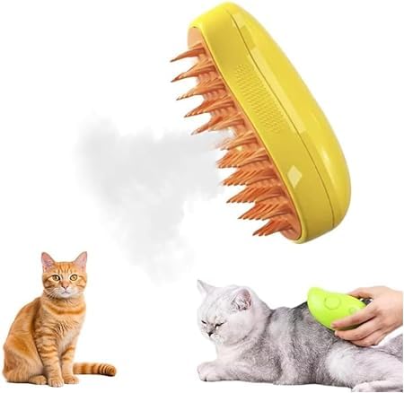 Cepillo para gatos 3 en 1 con vapor, cepillo de masaje para mascotas, cepillo de vapor para gatos, reutilizable, removedor de pelo de animales para pelo largo y corto, accesorios de belleza para