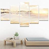 SIGNWIN 5 Panel Canvas Wall Art Modern Art Coastal Colorful Multicolor Photography Romantics Sunset for Home Decorations Ready to Hang - 60