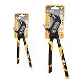 Groove Joint Pliers 8/10 Inch V-Jaw Water Pump Pliers With 7-Position Push Locks,Adjustable Tongue and Groove lock Pliers Rubber Grip Handle Tools Set for Home Auto Repair,Nuts,Bolts,Pipe 2 Piece