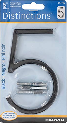 Distinctions 844715 Upgraded 5" Black Floating House Number 5 #TOP1