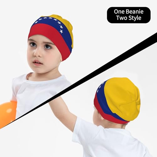 Venezuela Flag Children Hip Hop Knitted Hat Kids Elastic Leisure Knit Cap Warm Sleep Beanies Black4